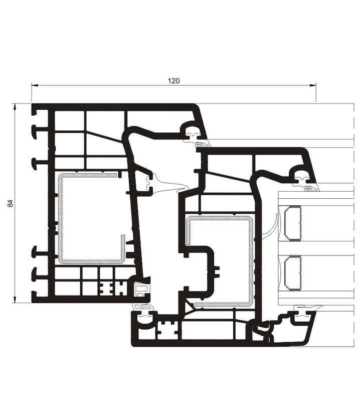 PVC-Fenster A84 mit Scharnier