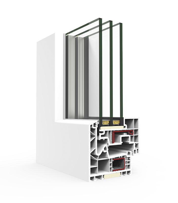 PVC-Fenster A84 mit verdecktem Flügel