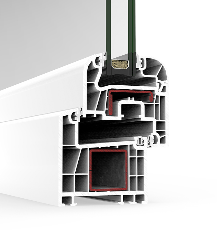 PVC window A70 Hinged semi-flush