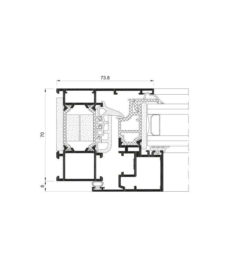 Aluminum window COR70 RT concealed leaf C16 ST